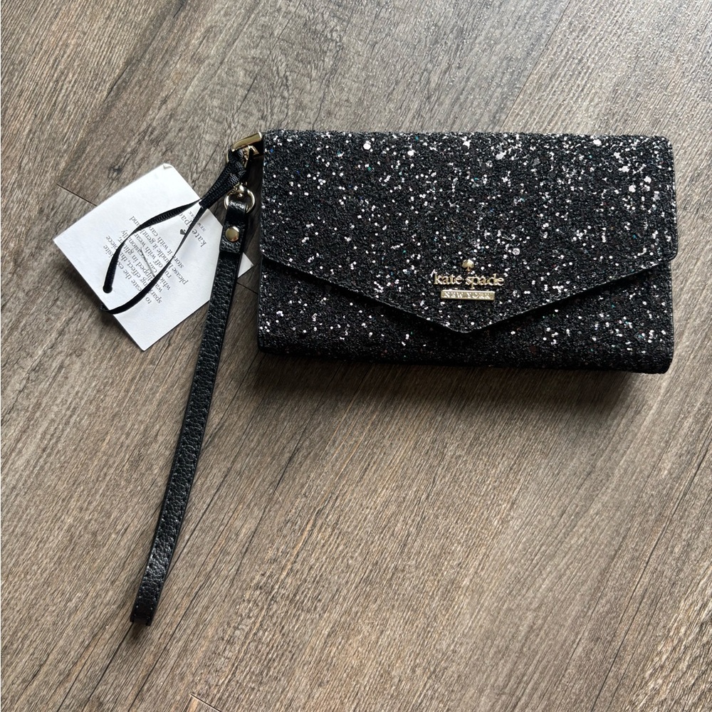 Kate Spade Black Sparkle Wristlet